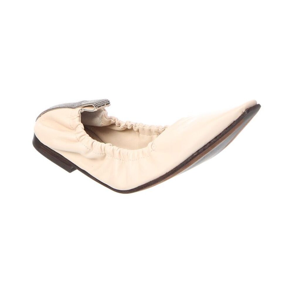 Brunello Cucinelli Leather Flat, White